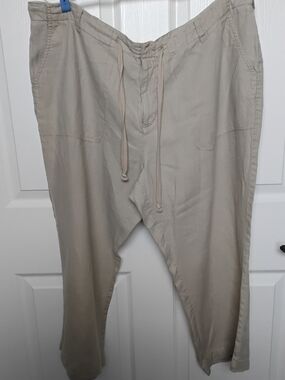 Womans St. John's Bay Drawstring 100% Linen Pants